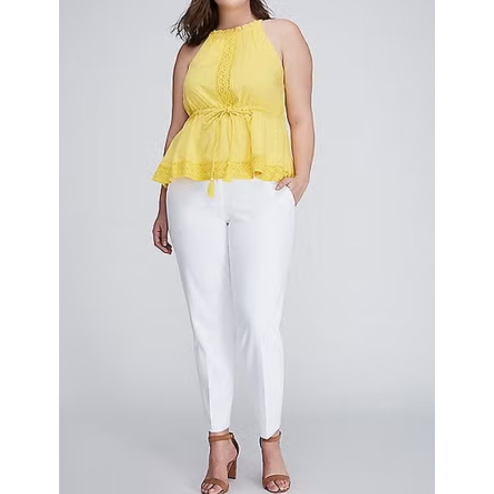Lane Bryant Crochet Sleeveless Cotton Tank Top Womens Plus 18 Boho Summer Beachy